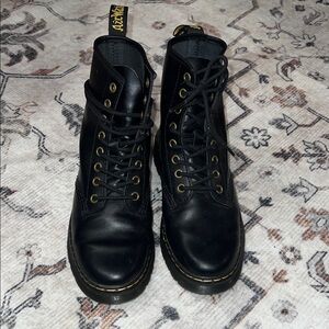 Dr. Martens Zavala Black Boots with Gold Eyelets